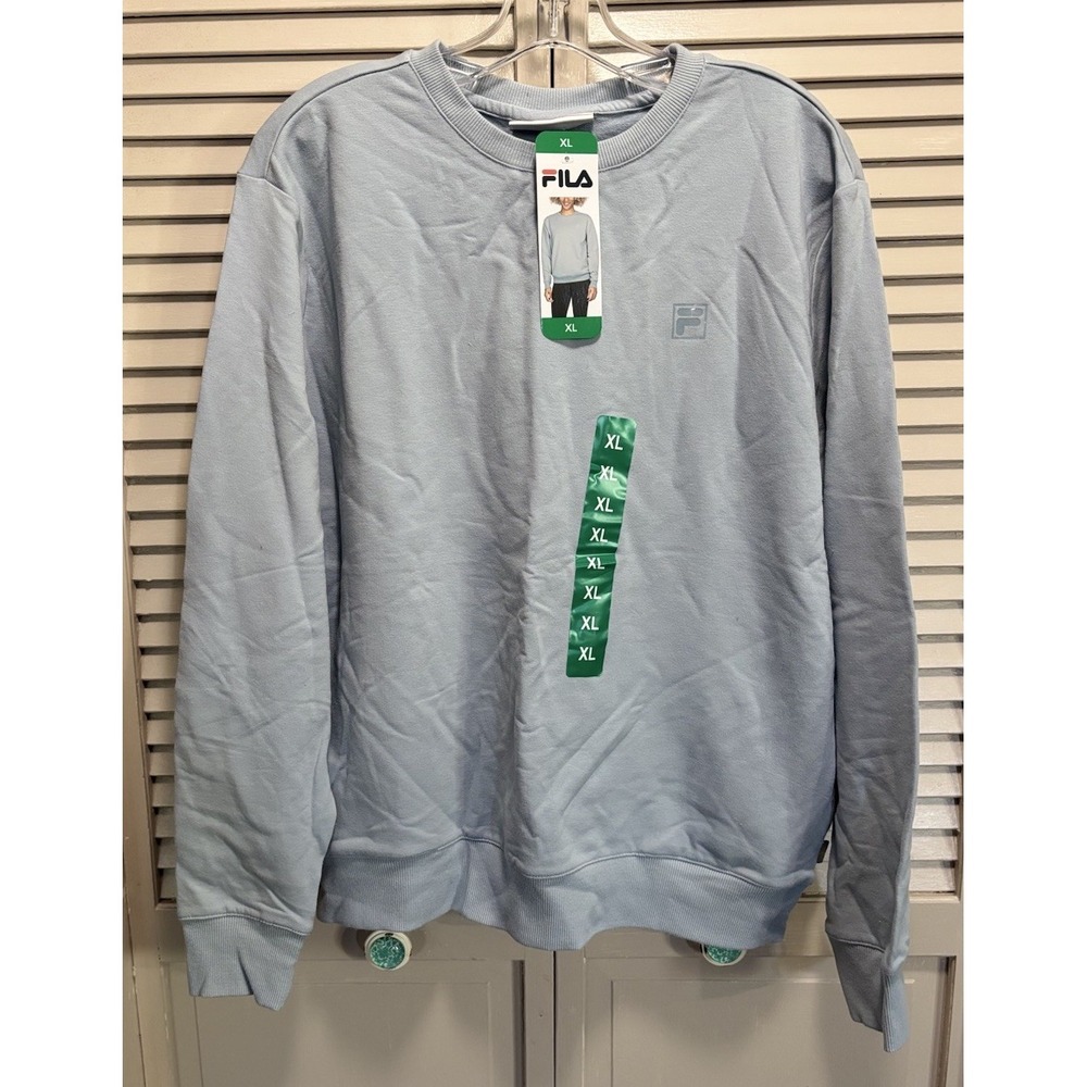 FILA Womens NWT Light Blue Sweatshirt Size XL Pockets Warm Soft Crew Neck
